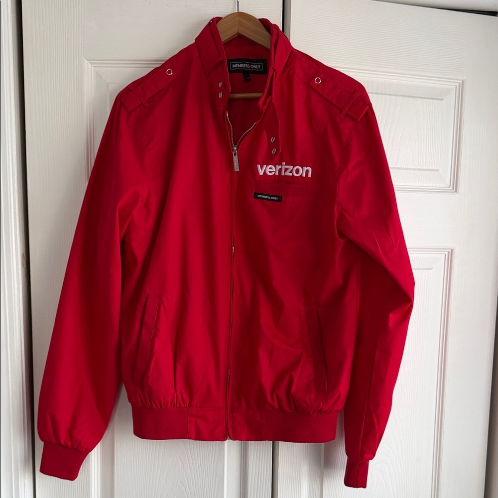 Members Only Vibrant Red “Verizon” Jacket